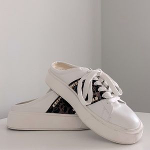 Slides | JLO | 8.5 | White and Cheetah with Gold Detail